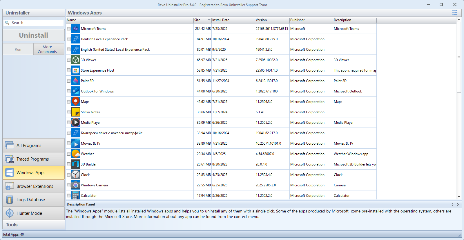 Revo Uninstaller：Windows 应用模块